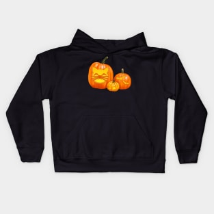 Spooky Jack-O-Lantern Trio (Black) Kids Hoodie